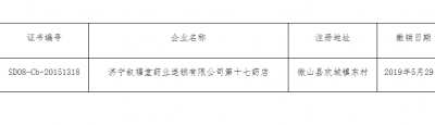 濟寧敘福堂一連鎖藥店違反藥品經(jīng)營規(guī)定被撤GSP認(rèn)證