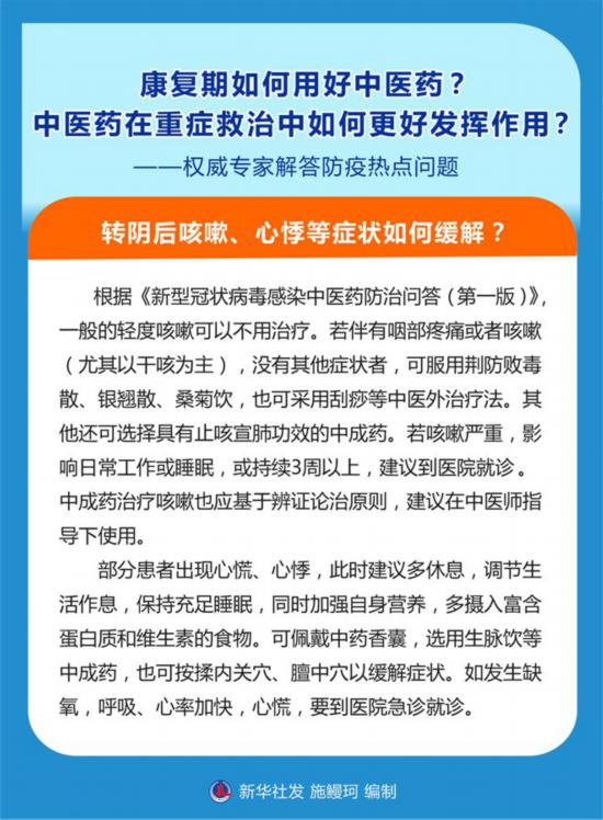 康復期如何用好中醫藥？中醫藥在重癥救治中如何更好發揮作用？——權威專家解答防疫熱點問題