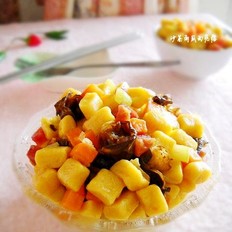 沙茶南瓜面棋的做法-家常味炒菜譜