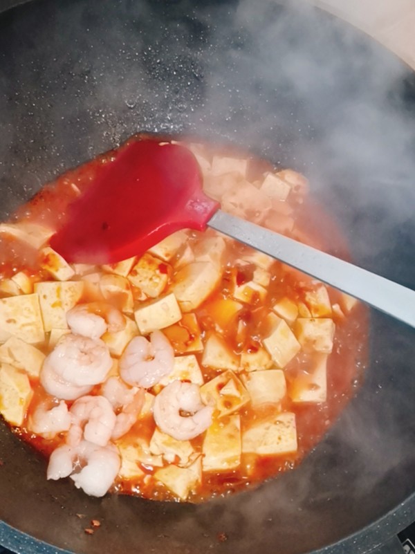蝦仁豆腐的做法-香辣味燒菜譜