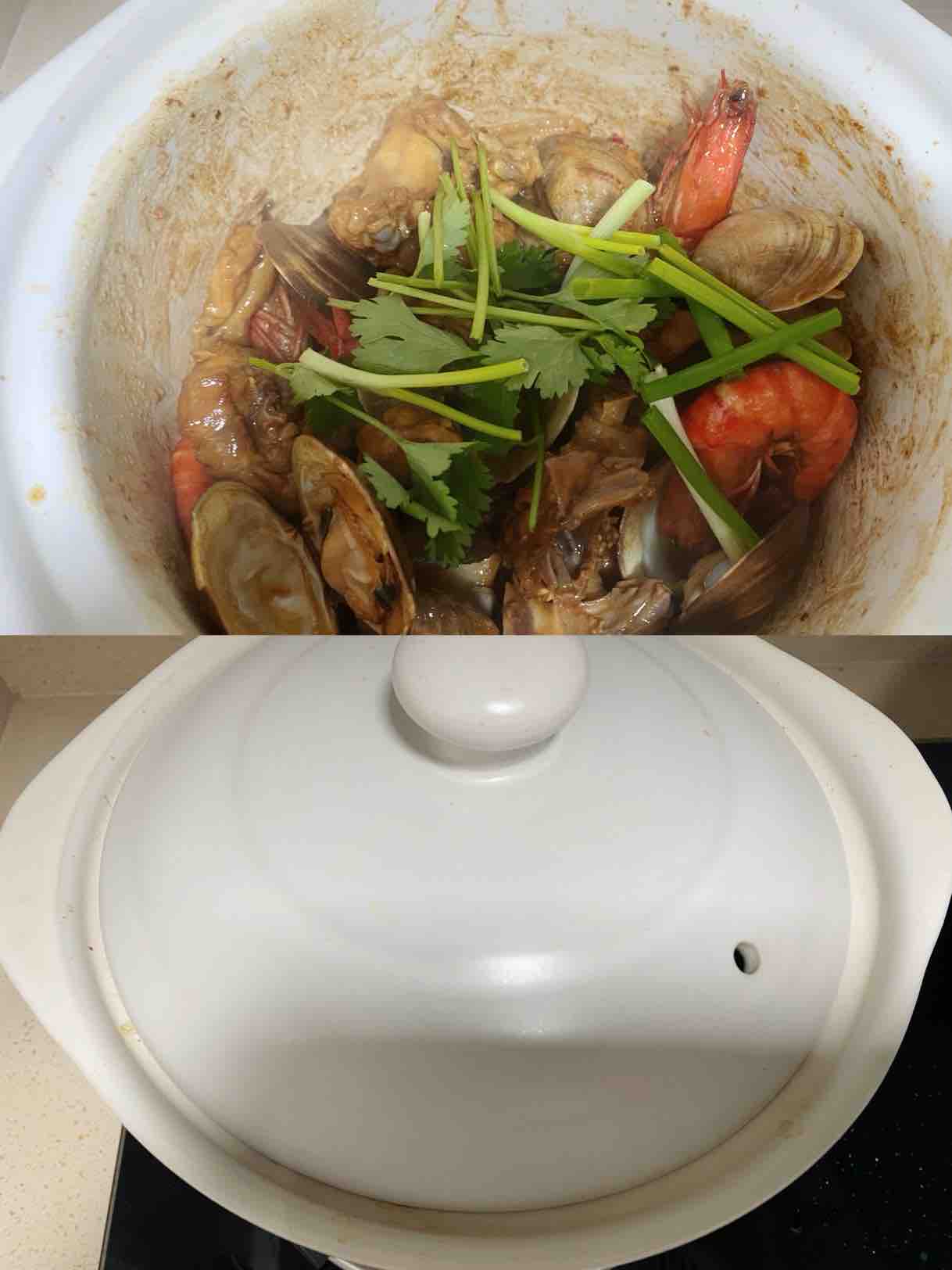 海鮮雞煲的做法-咸鮮味燜菜譜-易網健康養生網 海鮮雞煲的做法-咸鮮味燜菜譜