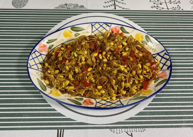 炒黃豆芽加上它好吃的舔盤的做法-咸鮮味炒菜譜