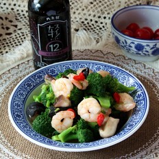香菇西藍花炒蝦仁的做法-家常味炒菜譜
